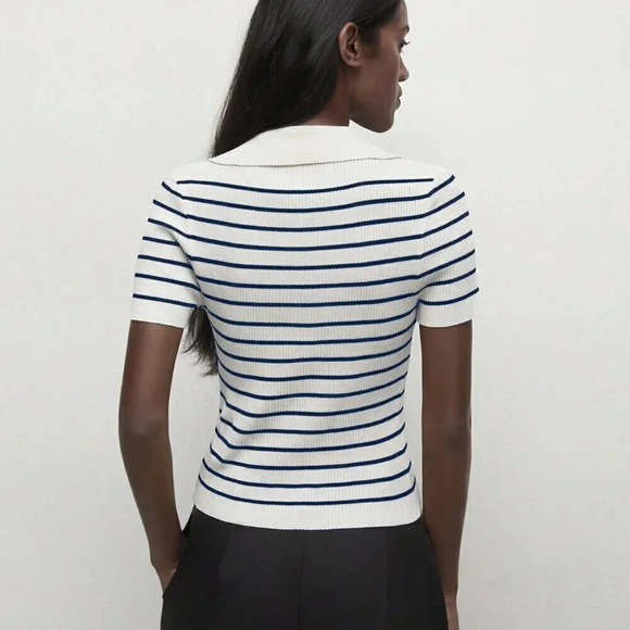 Multicolor Women's Button-Up Striped Knit Sweater - Picture 3 of 7